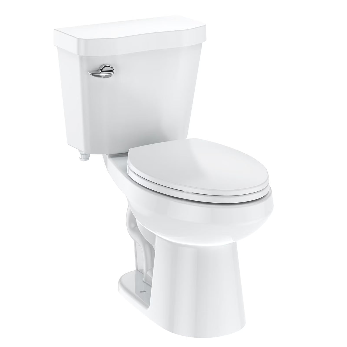 Two - Piece Elongated 1.28 GPF Siphonic Flush Toilet with Soft Close Seat, Universal Height ADA Cotton White (Toilet Seat Included)