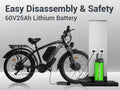 5000W (Peak) Electric - Bike for Adults, 60V 25AH Battery Electric Motorcycle, Dual - Motor - Ebike 50MPH Ebike, 26*4.0 Fat Tire Electric - Bicycle, AWD 21 - Speed Mountain Bike for All - Road UL 2849