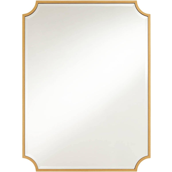 Noble Park Jacinda Rectangular Vanity Decorative Wall Mirror Modern Beveled Rounded Cut Edge Gold Frame 30" Wide for Bathroom Bedroom Living Room