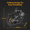 Jasion X - Hunter Electric Bike for Adults, 750W Motor Electric Bicycle with 48V 13AH Removable Battery, 20" X4.0 Fat Tire Folding Ebike, Full Suspension, 7 - Speed Bicycles