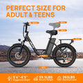 Electric Bike for Adults, 745W Peak Motor Ebike, 48V 13ah Removable Battery, 20MPH, 80 Miles Max, 20" Fat Tire Electric Bicycle with Colorful Display, All - Terrain E - Bike for Adults and Teens
