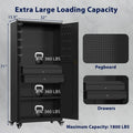 AECOJOY 71" Metal Garage Storage Cabinet with Drawers and Wheel