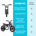 Droyd Weeler Electric Mini Bike - 24V 8ah Battery, 6 - 10 MPH, up to 8 Miles, LED Lights, Kids Ages 6+