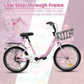 20 in Kids Bike for Boys Girls, 1 Speed Children Bicycle with Basket, Rear Seat, Chain Guard, Coaster Brake and V - Brake, Steel Frame Kids Bike for Ages 6 - 12 Years Old Birthday Gift, Purple