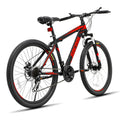 26" MTB Mountain Bike, Hardtail Bicycle for Mens Womens, Suspension Fork and Dual Disc Brake, 17" Frame, Stainless Steel Frame, 21 Speed Shimano - Black & Red