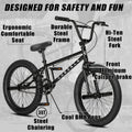 Cubsala 20 in Kids BMX Bike Freestylefor Age 6 - 14 Years Old Boys Girls with 4 Pegs, Black with Red Tires