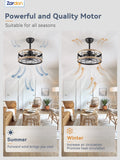 Zardon 52 in Black Ceiling Fan with LED Light and Remote, Downrod 6-Speed and Quiet Reversible DC Motor for Bedroom, Living Room, Indoor