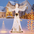 Tangkula 5 FT Lighted Christmas Angel, Outdoor Pre - lit 3D Glittered Angel with 100 Warm White Lights