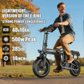 14" Electric Bike with Dual Front Suspension，500w Folding Ebike, up to 25miles 20MPH, 48V Removable Lithium - Battery, Stylish 14" Foldable Commuting Electric Bicycle for Women & Men