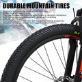 26" MTB Mountain Bike, Hardtail Bicycle for Mens Womens, Suspension Fork and Dual Disc Brake, 17" Frame, Stainless Steel Frame, 21 Speed Shimano - Black & Red