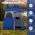 Favory Double - Room Shower Tent, Oversize Space Privacy Shelter for Camping with Floor, Portable Camping Changing Tent with Removable Rain Fly, Storage Bag for Dressing, Toilet, Brown