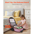 KFFKFF Ride - on Kids Luggage, 20 L Capacity, 20 - Inch Scooter Suitcase with Flashing PU Wheels, Adjustable Handle & Non - Slip Grip, Foldable and Lightweight Travel Companion for Children Aged 5+, Purple