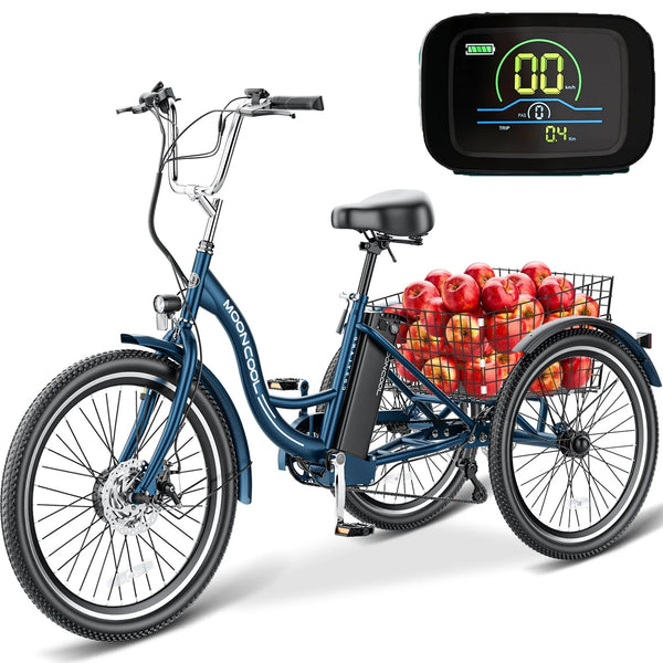 Lilypelle Electric Tricycle, 3 Wheel Motorized Bicycle, with 350W Motor 36V 10.4AH Lithium Battery UL Certified, 24" Adults Electric Trike, Three Wheel Ebike E Bicycle