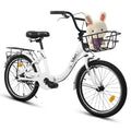 20 in Kids Bike for Boys Girls, 1 Speed Children Bicycle with Basket, Rear Seat, Chain Guard, Coaster Brake and V - Brake, Steel Frame Kids Bike for Ages 6 - 12 Years Old Birthday Gift, Purple