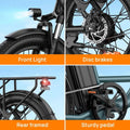 Electric Bike for Adults, 745W Peak Motor Ebike, 48V 13ah Removable Battery, 20MPH, 80 Miles Max, 20" Fat Tire Electric Bicycle with Colorful Display, All - Terrain E - Bike for Adults and Teens