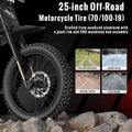 Ridingtimes GT73 Electric Motorbike 2400W 48V 18.2ah*2 Electric BIKE with 25" Tires Digital Screen Carbon Steel, BLACK