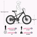 Zukka 20 in Kids Mountain Bike Steel Frame Hardtail Bicycle for Child Aged 7 - 10 Years Pink