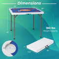 Costway 35" Folding Mahjong Table with Cup Holders & Smooth Felt Mat Carrying Handle Green
