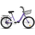 20 in Kids Bike for Boys Girls, 1 Speed Children Bicycle with Basket, Rear Seat, Chain Guard, Coaster Brake and V - Brake, Steel Frame Kids Bike for Ages 6 - 12 Years Old Birthday Gift, Purple
