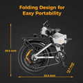 Jasion X - Hunter Electric Bike for Adults, 750W Motor Electric Bicycle with 48V 13AH Removable Battery, 20" X4.0 Fat Tire Folding Ebike, Full Suspension, 7 - Speed Bicycles