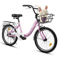 20 in Kids Bike for Boys Girls, 1 Speed Children Bicycle with Basket, Rear Seat, Chain Guard, Coaster Brake and V - Brake, Steel Frame Kids Bike for Ages 6 - 12 Years Old Birthday Gift, Purple