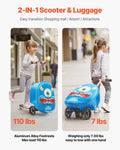 VEVOR Ride - on Luggage 20 - Inch Kids Scooter Suitcase with Flash Wheels Blue