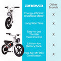 Droyd Weeler Electric Mini Bike - 24V 8ah Battery, 6 - 10 MPH, up to 8 Miles, LED Lights, Kids Ages 6+