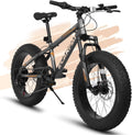 20 in Mountain Bike for 7 - 15 Years Old, 7 Speed Kids Bike with High Carbon Steel Frame, Fat Tire and Dual Disc Brake, Front Suspension Mountain