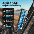 ANCHEER Electric Bike for Adults, 750W Ebike, 28MPH 60miles Electric Mountain Bike, 26" Fat Tire Electric Bicycle with 48V 15AH Battery, Rear Rack, Lockable Suspension Fork, 7 Speed, UL2849
