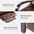Set of 2 Alex Mid - Century Modern Genuine Leather Manual Recliners with Curved Wooden Arms