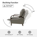 Set of 2 Alex Mid - Century Modern Genuine Leather Manual Recliners with Curved Wooden Arms