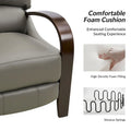Set of 2 Alex Mid - Century Modern Genuine Leather Manual Recliners with Curved Wooden Arms