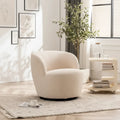 Modern Swivel Barrel Chair with 360 - Degree Rotation - Single Fabric Accent Chair