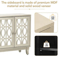 Mirrored Buffet Cabinet with Glass Doors and Silver Handles - 3 - Door Sideboard for Living Room, Hallway, and Dining Room