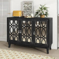 Mirrored Buffet Cabinet with Glass Doors and Silver Handles - 3 - Door Sideboard for Living Room, Hallway, and Dining Room