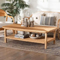 Minahasa Bohemian Braided Rattan Coffee Table in Light Honey