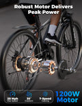AZHAR Electric Bike for Adults, 26" Electric Mountain Bike, 1200W Peak Power Motor, up to 25 MPH 45 Miles, Electric Bicycle with 48V 10AH Removable Battery, UL 2849