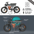 3000W(Peak) Motor 35MPH SMARTRAVEL ST202 Electric Dirt Bike for Adults, 52V50AH Dual Battery Ebike, 92+ Miles Range, 20" Motorcycle Tire UL2849 Certified, Full Suspension