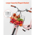 KFFKFF 26" Cruiser Bike, Single Speed, Rosé - Colored Seaside Cycling Bike with Spacious Basket and Back Stand, Reliable & Robust Leisure Bicycle with Modifiable Saddle