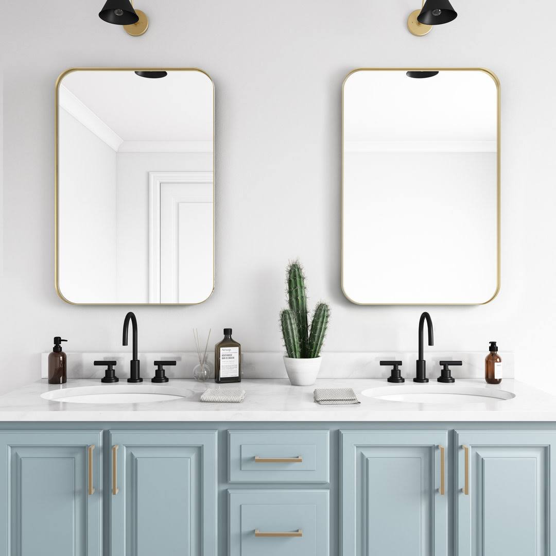 Weeksville Modern & Contemporary Bathroom / Vanity Mirror Orren Ellis Finish: Gold, Size: 36" x 24"