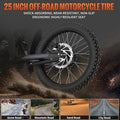 Ridingtimes GT73 Electric Motorbike 2400W 48V 18.2ah*2 Electric BIKE with 25" Tires Digital Screen Carbon Steel, BLACK