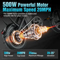 14" Electric Bike with Dual Front Suspension，500w Folding Ebike, up to 25miles 20MPH, 48V Removable Lithium - Battery, Stylish 14" Foldable Commuting Electric Bicycle for Women & Men