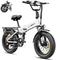 Jasion X - Hunter Electric Bike for Adults, 750W Motor Electric Bicycle with 48V 13AH Removable Battery, 20" X4.0 Fat Tire Folding Ebike, Full Suspension, 7 - Speed Bicycles
