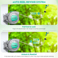 AUOSHI Retractable Garden Hose Reel 1/2" 100ft Automatic Hose Reel with 10 Function Sprayer Nozzle Wall Mount 180 Deg Swivel Bracket Hose Reel