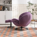 Velvet Swivel Accent Chair with Ottoman, Modern Chaise Lounge Chair with Metal Frame and Footstool, Comfy Armchair Reading Chair