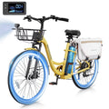 MOONCOOL Electric Bicycle for Adults 350W, 7 - Speed Ebike with 36V 10.4ah Removable Battery， 40 Miles Range, 20 Mph Electric Commuter Bike for Women Men, Certified to UL 2849 by SGS