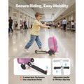 KFFKFF Ride - on Kids Luggage, 20 L Capacity, 20 - Inch Scooter Suitcase with Flashing PU Wheels, Adjustable Handle & Non - Slip Grip, Foldable and Lightweight Travel Companion for Children Aged 5+, Purple