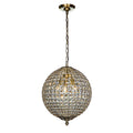 1-Light 12" Retro Antique Gold Crystal Globe Chandelier Small Sphere Pendant Light