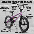 Cubsala 20 in Kids BMX Bike Freestylefor Age 6 - 14 Years Old Boys Girls with 4 Pegs, Black with Red Tires