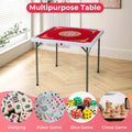 Costway 35" Folding Mahjong Table with Cup Holders & Smooth Felt Mat Carrying Handle Green